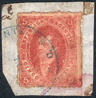 168 ARGENTINA: GJ.25, 4th Printing, On Fragment With The Rare Cancel ESTAFETA AMBULANTE - Unused Stamps