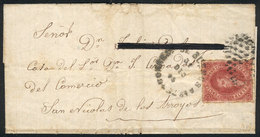 169 ARGENTINA: GJ.25, 4th Printing, Franking A Folded Cover To San Nicolás, With Dotted - Unused Stamps