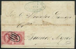 178 ARGENTINA: GJ.32, 7th Printing Imperforate, Beautiful PAIR Franking A Folded Cover D - Neufs