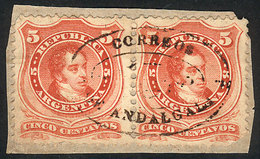 191 ARGENTINA: GJ.38, Pair On Fragment With Complete Rococo Cancel Of ANDALGALÁ Perfectl - Sonstige & Ohne Zuordnung