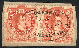 191 ARGENTINA: GJ.38, Pair On Fragment With Complete Rococo Cancel Of ANDALGALÁ Perfectl - Other & Unclassified