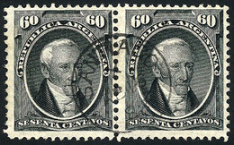 197 ARGENTINA: GJ.43, Pair Of 60c. Saavedra, With Circular Datestamp Of SANTIAGO (del Es - Other & Unclassified