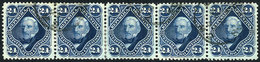 203 ARGENTINA: GJ.55, 1877 24c. San Martín, Used Strip Of 5, VF Quality, Rare! - Other & Unclassified