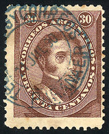 207 ARGENTINA: GJ.91A, 30c. Dorrego, In The Rare REDISH CHOCOLATE Color, With Blue Dates - Sonstige & Ohne Zuordnung