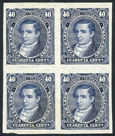 214 ARGENTINA: GJ.112, 40c. Moreno, PROOF In Blue, Block Of 4 Printed On Thin Paper, VF - Other & Unclassified