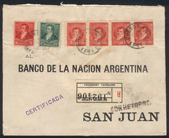 229 ARGENTINA: GJ.179 Strip X4 + 176 + 178 (totalling 47c.) Franking A Registered Cover - Other & Unclassified