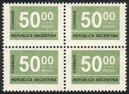 273 ARGENTINA: GJ.1732N, 50P. Figures, Block Of 4 Printed On UV NEUTRAL PAPER, VF Qualit - Autres & Non Classés