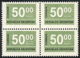 273 ARGENTINA: GJ.1732N, 50P. Figures, Block Of 4 Printed On UV NEUTRAL PAPER, VF Qualit - Sonstige & Ohne Zuordnung