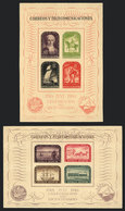 292 ARGENTINA: GJ.11/12, 1948 Postal Service 200 Years, PROOFS On Opaque Paper, Unissued - Blocks & Sheetlets