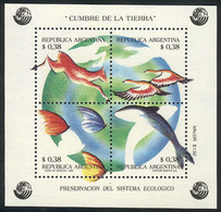 294 ARGENTINA: GJ.101SG, 1992 Earth Summit, PRINTED ON GUM Variety, Excellent Quality, R - Blocs-feuillets