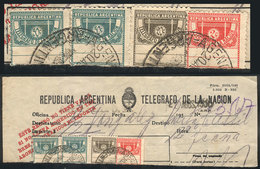 304 ARGENTINA: GJ.27 + Other Values, Receipt For A Telegram Sent On 20/AU/1930 With Stam - Telegraph