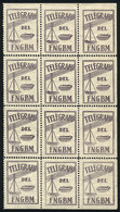 306 ARGENTINA: Old Telegram Seal Of F.N.G.B.M. Railway, Block Of 12, Mint No Gum, VF Qua - Télégraphes