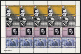 311 ARGENTINA: ROWING POSTAL: Guglielmo Marconi, Year 1999, Complete Sheet Of 5 Sets, MN - Autres & Non Classés