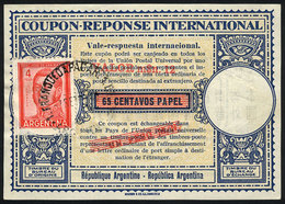 316 ARGENTINA: IRC Of 65c. Papel With 3 Overprints, One With Stamp Of 4P. San Martin, VF - Other & Unclassified