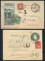 351 ARGENTINA: 2 Postal Stationery Items With Additional Franking Of Liberty Seated, Sen - Autres & Non Classés