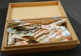 412 ARGENTINA: Wooden Box Full Of Stamps (I Estimate SEVERAL THOUSANDS) In Blocks Of 4, - Collections, Lots & Séries