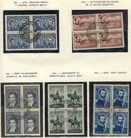 414 ARGENTINA: Collection In Album Of BLOCKS OF 4 WITH FIRST DAY POSTMARKS, Almost Compl - Collections, Lots & Séries