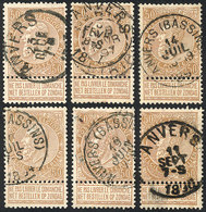 470 BELGIUM: Sc.70 X 6 Used Examples, Very Fine Quality, Catalog Value US$120. - Autres & Non Classés