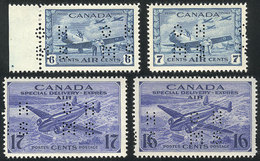 507 CANADA: Sc.OC7/OC8 + OCE1/OCE2, Mint Very Lightly Hinged, Excellent Quality, Catalog - Poste Aérienne: Surtaxés