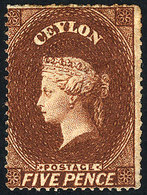 515 CEYLON: Sc.20, 1861 5p. Orange-brown, Mint No Gum, VF Quality, Catalog Value US$120. - Ceylan (...-1947)