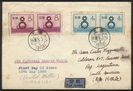 534 CHINA: Sc.347/348, 1958 Cmpl. Set Of 2 Values, Pairs Franking A FDC Cover To Argenti - Autres & Non Classés