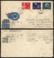 538 CHINA: Sc.379/381, 1958 Space Exploration, The Set Of 3 Values On A FDC Cover To Arg - Other & Unclassified