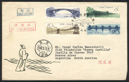 548 CHINA: Sc.606/609, 1962 Bridges, The Set Of 4 Values On A FDC Cover To Argentina, Ve - Other & Unclassified