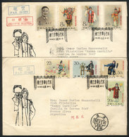 553 CHINA: Sc.620/627, 1962 Mei Lanfang, Cmpl. Set Of 8 Values On 2 FDC Covers To Argent - Autres & Non Classés