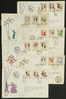 554 CHINA: Sc.629/634 + 696/701 + 702/707, 1962 And 1963, Chinese Folk Dances, The 3 Set - Sonstige & Ohne Zuordnung