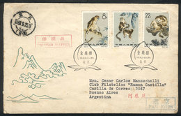 561 CHINA: Sc.713/715, 1963 Monkeys, Cmpl. Set Of 3 Values On FDC Cover To Argentina, Ve - Autres & Non Classés