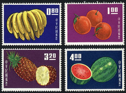 611 CHINA - TAIWAN: Sc.1414/1417, 1964 Fruits, Cmpl. Set Of 4 Values, MNH, 2 With Tiny D - Sonstige & Ohne Zuordnung