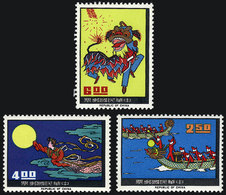 614 CHINA - TAIWAN: Sc.1483/1485, 1966 Festivals, Cmpl. Set Of 3 Values, MNH, VF Quality - Sonstige & Ohne Zuordnung