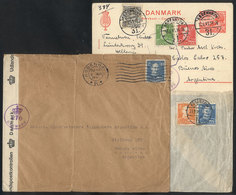 648 DENMARK: 2 Covers + 1 Card Sent To Argentina In 1945, CENSORED, Fine General Quality - Other & Unclassified