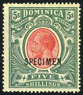 650 DOMINICA: Sc.54, 1914 5S. With SPECIMEN Ovpt., Mint No Gum, VF Quality! - Dominique (1978-...)