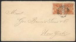 671 ECUADOR: Cover Franked With 10c. Pair (Sc.15), Sent From Guayaquil To New York On 11 - Equateur