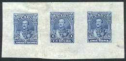 691 ECUADOR: Multiple Die Proof With Values 50c., 1S. And 5S. (Sc.28/30), Printed In Blu - Equateur
