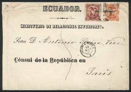 696 ECUADOR: "Cover Franked With 1881 Stamps 2c. + 10c. (Sc.13+15), Both Stamps Overprin - Ecuador