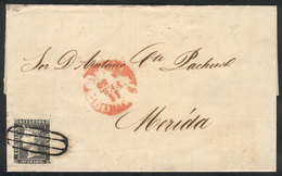 708 SPAIN: 11/FE/1850 Madrid - Mérida: Entire Letter Franked With 6c. Black Of 1850 (Sc. - Other & Unclassified