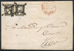 710 SPAIN: 27/NO/1850 Galicia - Vigo: Folded Cover Franked By Sc.1 X2, With "spider" - Autres & Non Classés