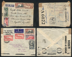 764 GIBRALTAR: 2 Covers Sent To Argentina In 1942/3 With Attractive Postages And Censor - Gibraltar