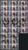 862 ITALY: Sc.127, 1948 100L. Sta. Catherina, Used Block Of 24 Stamps, 8/9 Examples With - Non Classés