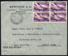 882 ITALY: Airmail Cover Sent From Genova To Argentina On 29/DE/1952, Franked With Block - Ohne Zuordnung
