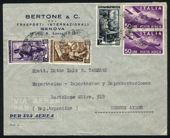883 ITALY: Airmail Cover Sent From Genova To Argentina On 31/JA/1953, With Nice Postage - Ohne Zuordnung