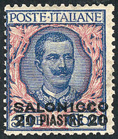 903 ITALY - SALONICA: Sc.7, 1909/11 20pi. On 5L., Mint, VF Quality, Catalog Value US$475 - Collections
