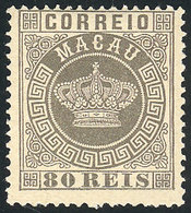 938 MACAU: Sc.12, 1884/5 80Rs. Gray, Mint No Gum, VF Quality, Catalog Value US$57+ - Other & Unclassified