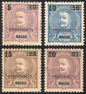 954 MACAU: Sc.104/107, 1900 Cmpl. Set Of 4 Overprinted Values, VF Quality, Catalog Value - Other & Unclassified