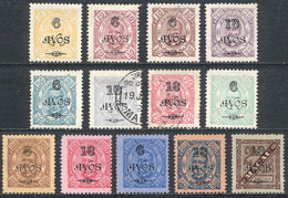 955 MACAU: Sc.119/131, 1902 Provisionals, Cmpl. Set Of 13 Overprinted Values, Mint No Gu - Other & Unclassified