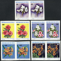 1001 MALI: Yvert 412/416, 1981 Flowers, Complete Set Of 5 Values, IMPERFORATE PAIRS, VF Q - Mali (1959-...)