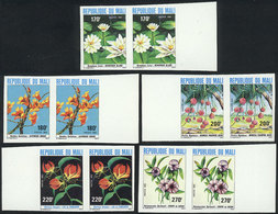1006 MALI: Yvert 441/5, 1982 Flowers, Complete Set Of 5 Values, IMPERFORATE PAIRS, VF Qua - Mali (1959-...)