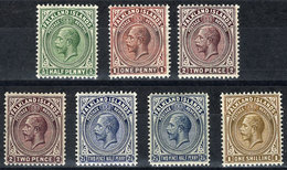 1030 FALKLAND ISLANDS/MALVINAS: Sc.30 + Other Values, 1912/4 George V, 7 Mint Examples, O - Falklandinseln